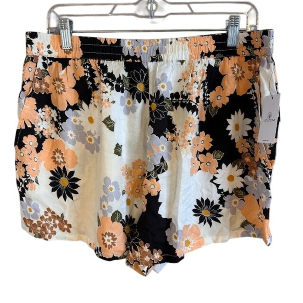 NWT Volcom Women's Beach Bandit Short Black Floral‎ Print XL Viscose $40